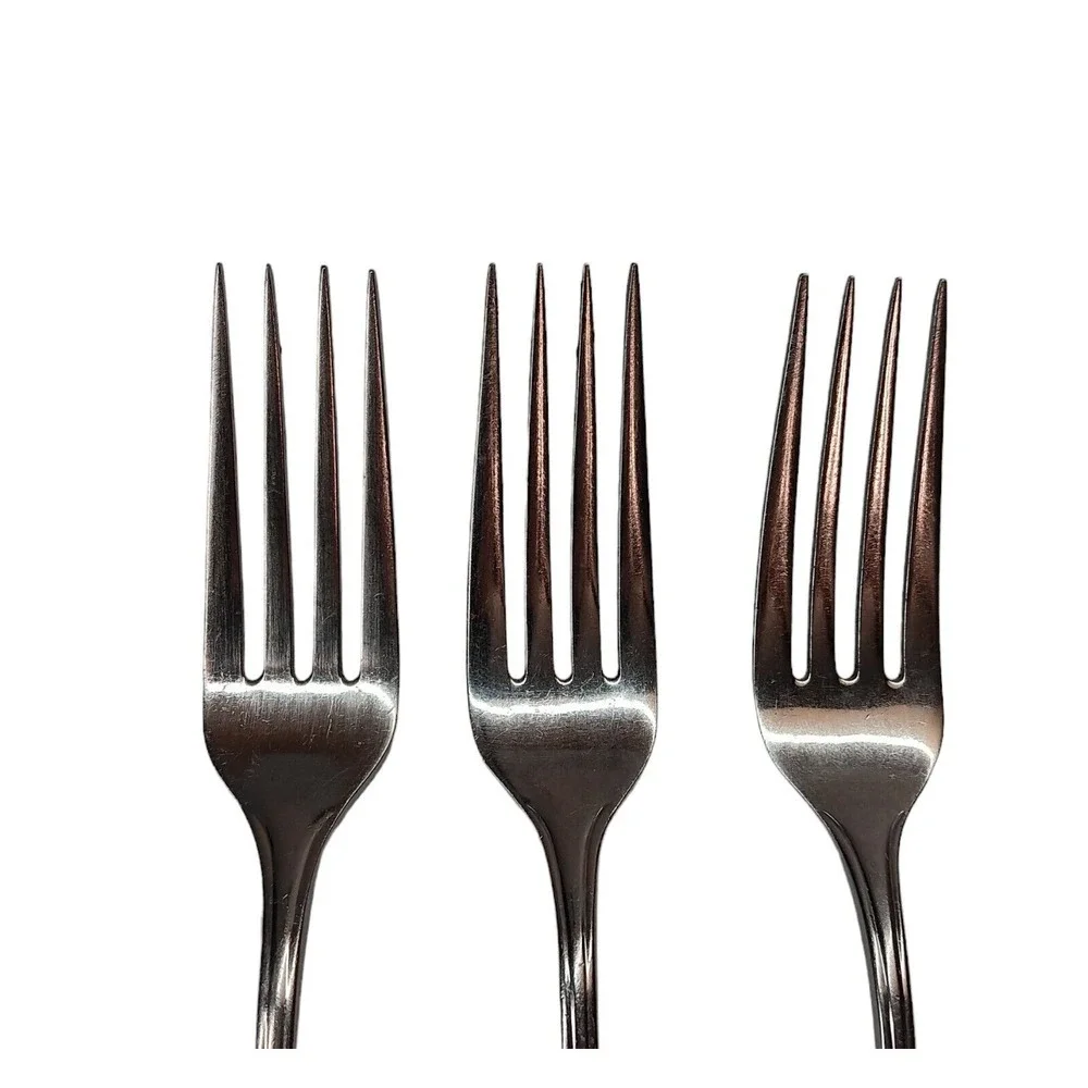 3 Stainless DJ Korea Replacement Dinner‎ Forks Glossy Round Tip Outline